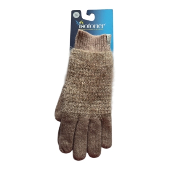 Isotoner NWT Dusty Pink Knit Fuzzy Gloves Women's One Size - Picture 1 of 5